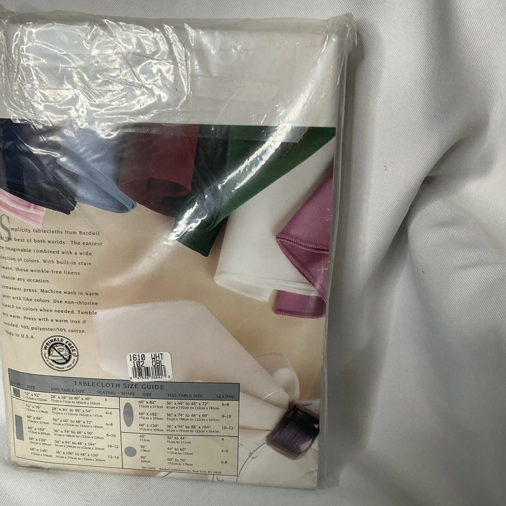 Filene's Tablecloth By Bardwil Off White Oblong 52 X70 Poly Cotton New Old Stock